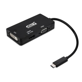 Nanocable Conversor USB-C a SVGA / DVI / HDMI 3 en 1, 4K, 10 cm, Negro